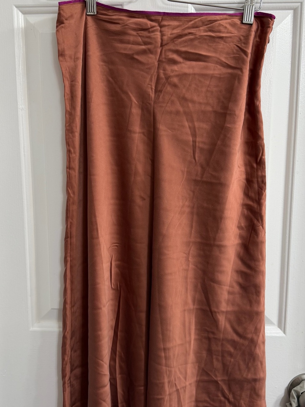 rag & bone Satin Maxi Skirt in Rust Brown